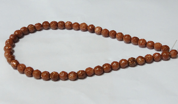 CGS58 15.5 inches 8mm faceted round goldstone beads wholesale