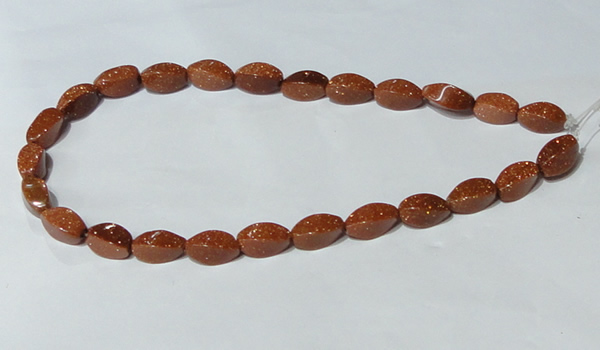 CGS74 15.5 inches 8*16mm twisted rice goldstone beads wholesale