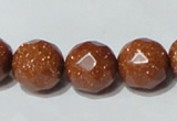 CGS89 15.5 inches 16mm faceted round goldstone beads wholesale