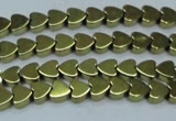 CHE1000 15.5 inches 6*6mm heart plated hematite beads wholesale