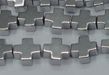 CHE1007 15.5 inches 10*10mm cross plated hematite beads wholesale