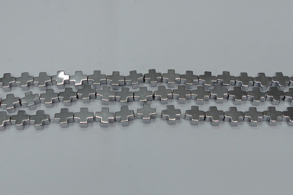 CHE1007 15.5 inches 10*10mm cross plated hematite beads wholesale