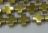 CHE1008 15.5 inches 10*10mm cross plated hematite beads wholesale