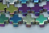 CHE1011 15.5 inches 10*10mm cross plated hematite beads wholesale