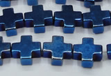 CHE1012 15.5 inches 10*10mm cross plated hematite beads wholesale