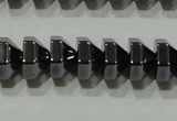 CHE135 15.5 inches 5*8mm pyramid hematite beads wholesale