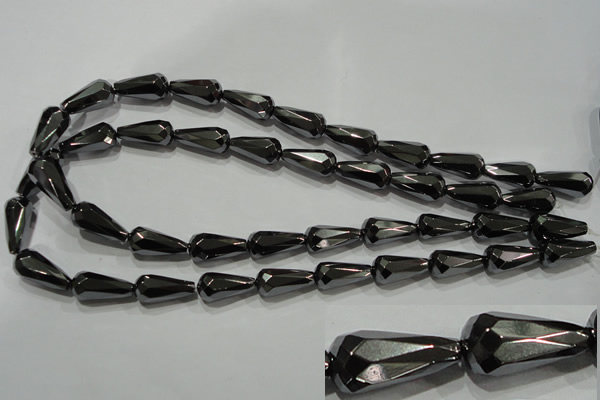 CHE156 15.5 inches 10*20mm faceted teardrop hematite beads