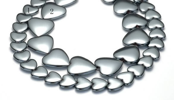 CHE16 16 inches 16mm & 25mm heart shape hematite beads Wholesale