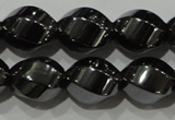 CHE166 15.5 inches 10*12mm twisted rice hematite beads