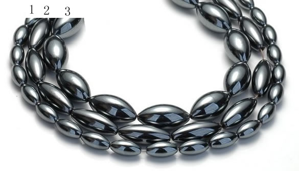 CHE20 16 inches 6*12mm & 8*20mm & 10*20mm rice hematite beads