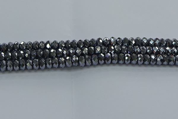 CHE2002 15.5 inches 5*8mm faceted rondelle hematite beads