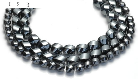 CHE22 16 inches twisted pebble shape hematite beads wholesale