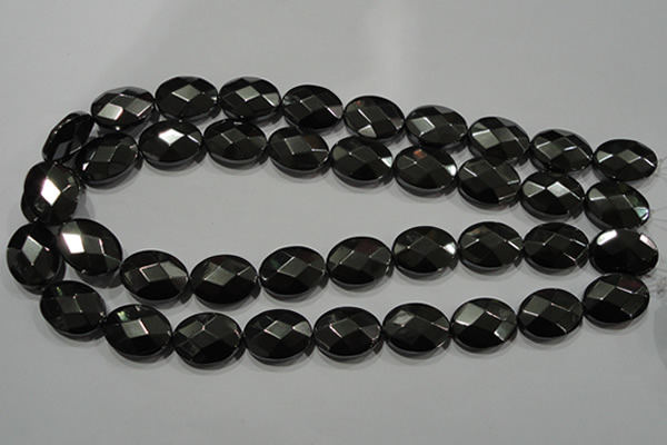 CHE284 15.5 inches 13*18mm faceted oval hematite beads wholesale