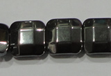 CHE288 15.5 inches 10*10mm faceted square hematite beads wholesale