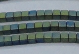 CHE444 15.5 inches 3*3mm cube matte plated hematite beads wholesale