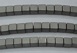 CHE608 15.5 inches 2*2mm cube matte plated hematite beads wholesale