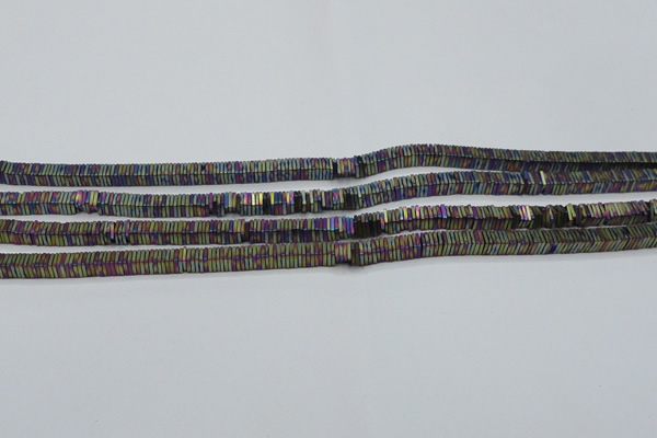 CHE623 15.5 inches 1*2*2mm square matte plated hematite beads