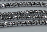 CHE690 15.5 inches 2mm faceted round plated hematite beads