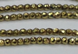 CHE692 15.5 inches 2mm faceted round plated hematite beads