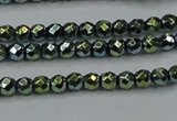 CHE693 15.5 inches 2mm faceted round plated hematite beads