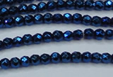 CHE695 15.5 inches 2mm faceted round plated hematite beads