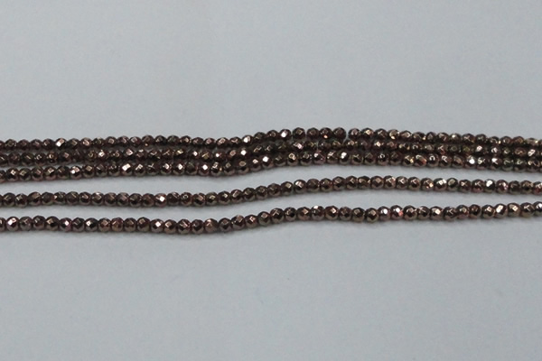 CHE701 15.5 inches 3mm faceted round plated hematite beads