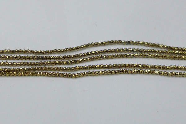 CHE702 15.5 inches 3mm faceted round plated hematite beads