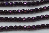 CHE704 15.5 inches 3mm faceted round plated hematite beads