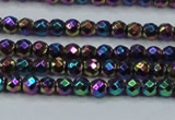 CHE706 15.5 inches 3mm faceted round plated hematite beads