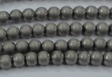 CHE721 15.5 inches 4mm round matte plated hematite beads wholesale