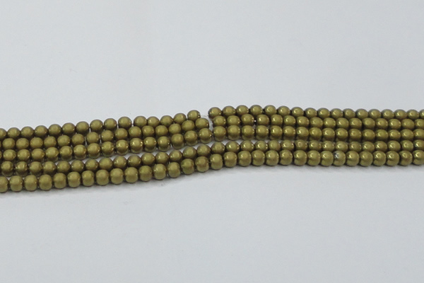 CHE722 15.5 inches 4mm round matte plated hematite beads wholesale