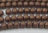 CHE723 15.5 inches 4mm round matte plated hematite beads wholesale