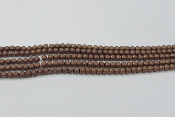 CHE723 15.5 inches 4mm round matte plated hematite beads wholesale