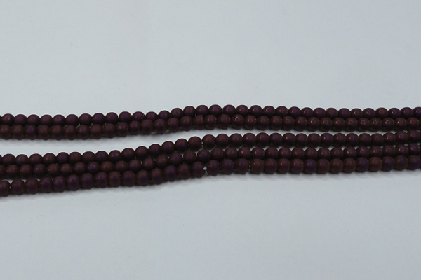 CHE724 15.5 inches 4mm round matte plated hematite beads wholesale