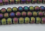 CHE725 15.5 inches 4mm round matte plated hematite beads wholesale