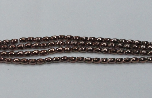 CHE742 15.5 inches 4*6mm rice plated hematite beads wholesale