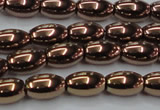 CHE743 15.5 inches 5*8mm rice plated hematite beads wholesale