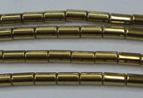 CHE761 15.5 inches 2*4mm tube plated hematite beads wholesale