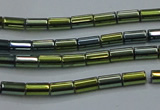 CHE762 15.5 inches 2*4mm tube plated hematite beads wholesale