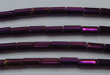 CHE763 15.5 inches 2*4mm tube plated hematite beads wholesale