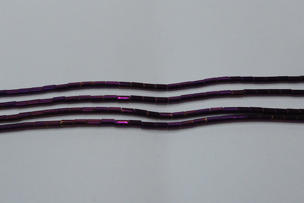 CHE763 15.5 inches 2*4mm tube plated hematite beads wholesale