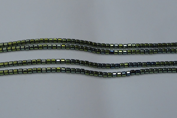 CHE779 15.5 inches 2*2mm drum plated hematite beads wholesale