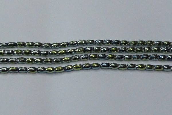 CHE814 15.5 inches 5*8mm rice plated hematite beads wholesale