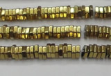 CHE835 15.5 inches 1*3mm hexagon plated hematite beads wholesale