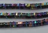 CHE838 15.5 inches 1*3mm hexagon plated hematite beads wholesale