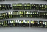 CHE844 15.5 inches 1*4mm hexagon plated hematite beads wholesale