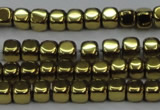 CHE868 15.5 inches 4*4mm dice platedhematite beads wholesale