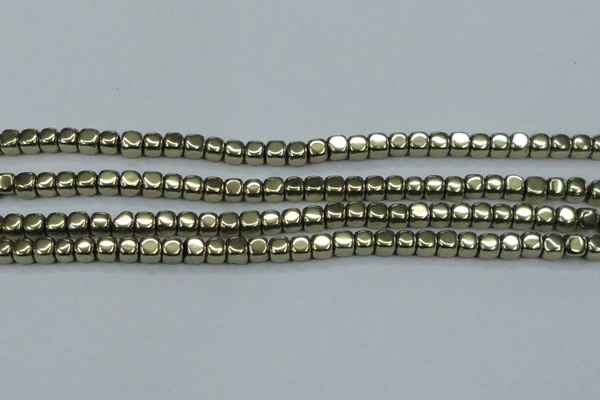 CHE876 15.5 inches 3*3mm dice plated hematite beads wholesale