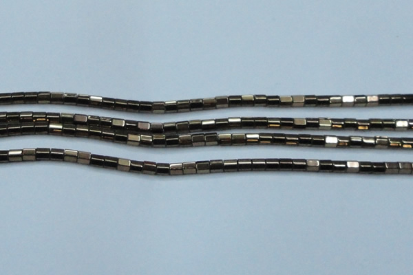 CHE887 15.5 inches 2*2mm faceted tube plated hematite beads wholesale