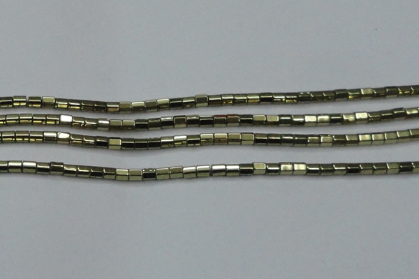 CHE888 15.5 inches 2*2mm faceted tube plated hematite beads wholesale